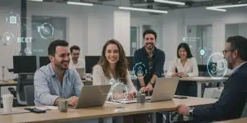 Diverse employees enjoying modern office benefits