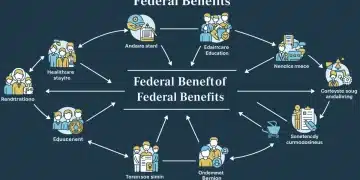 Infographic illustrating interconnected federal benefit categories