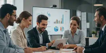 Professionals discussing 2025 401(k) retirement benefits and financial planning.