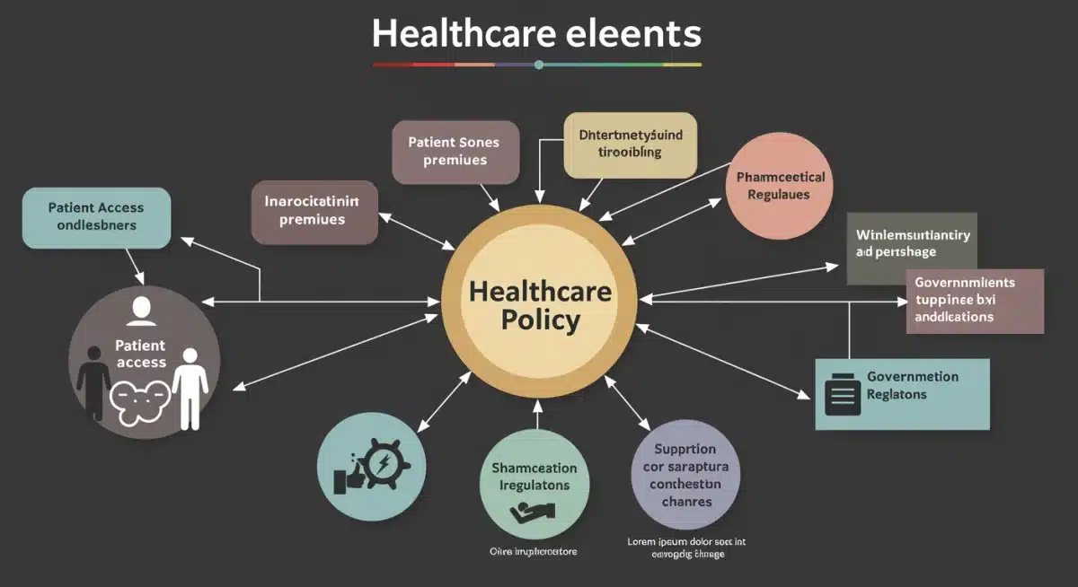 Infographic illustrating interconnected healthcare policy elements