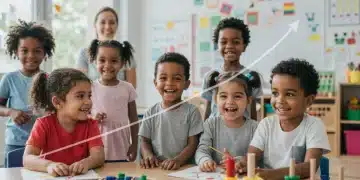 Diverse children learning in a modern early childhood classroom