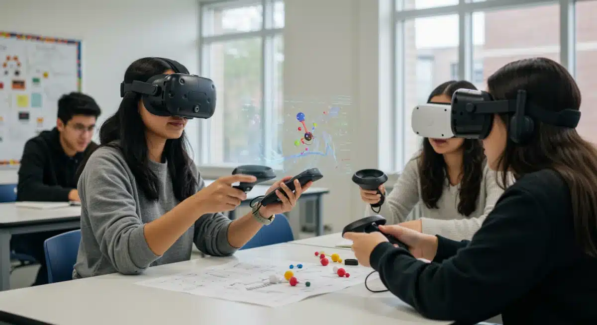 High school students using VR for collaborative learning