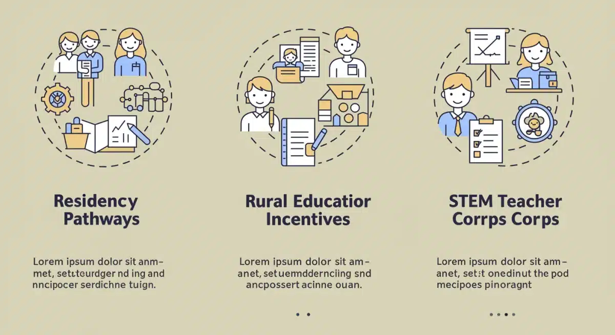 Infographic showing three innovative teacher shortage programs