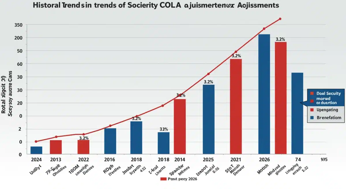 Historical Social Security COLA adjustments graph showing 2026 trend