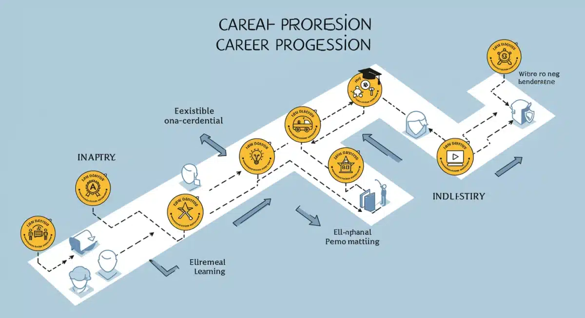 Career advancement roadmap with micro-credential badges