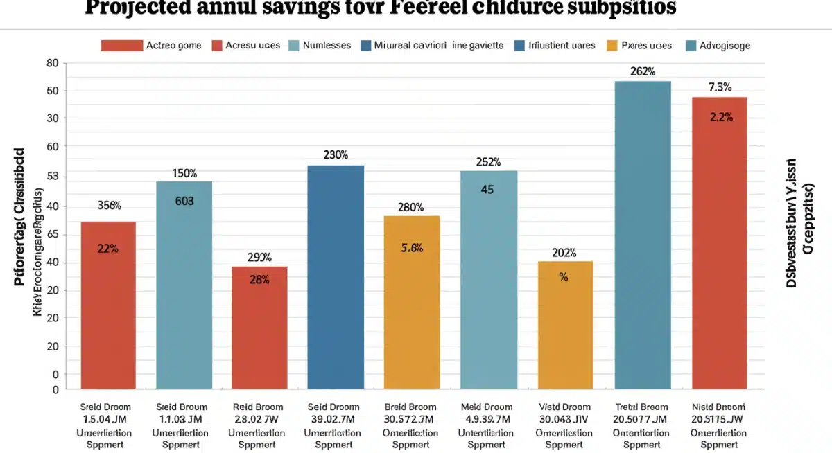 Infographic showing projected childcare cost savings by income level for 2026 federal subsidies.