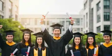 Boosting College Completion Rates: 4 Proven Strategies for US Universities in 2025 Diverse graduates celebrating on a modern university campus, embodying college completion success.
