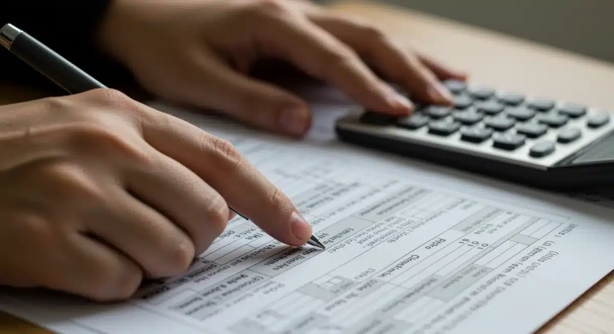 Hands filling out disability benefits application form