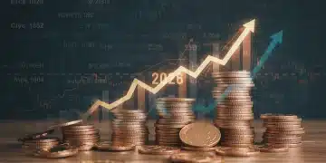 Digital illustration of high-yield savings growth with coins and charts