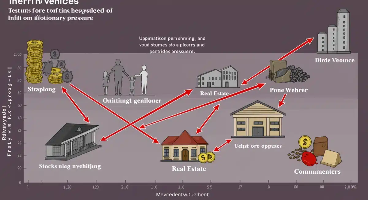 Diversified investment portfolio showing various assets reacting to inflation.