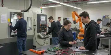 Vocational Training 2025: Preparing for High-Demand Trades Students learning in a modern vocational training center with advanced technology