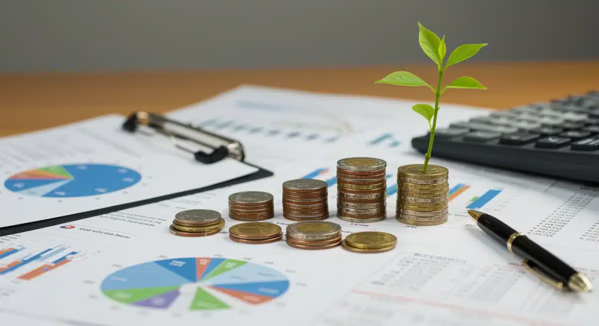 Diversified investment portfolio with documents and coins, illustrating strategic asset allocation for interest rate changes.