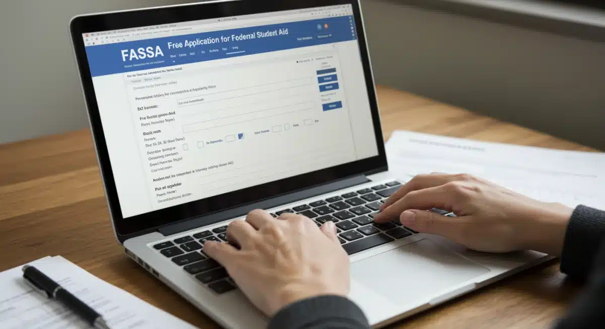 Student completing the FAFSA application online for federal student aid
