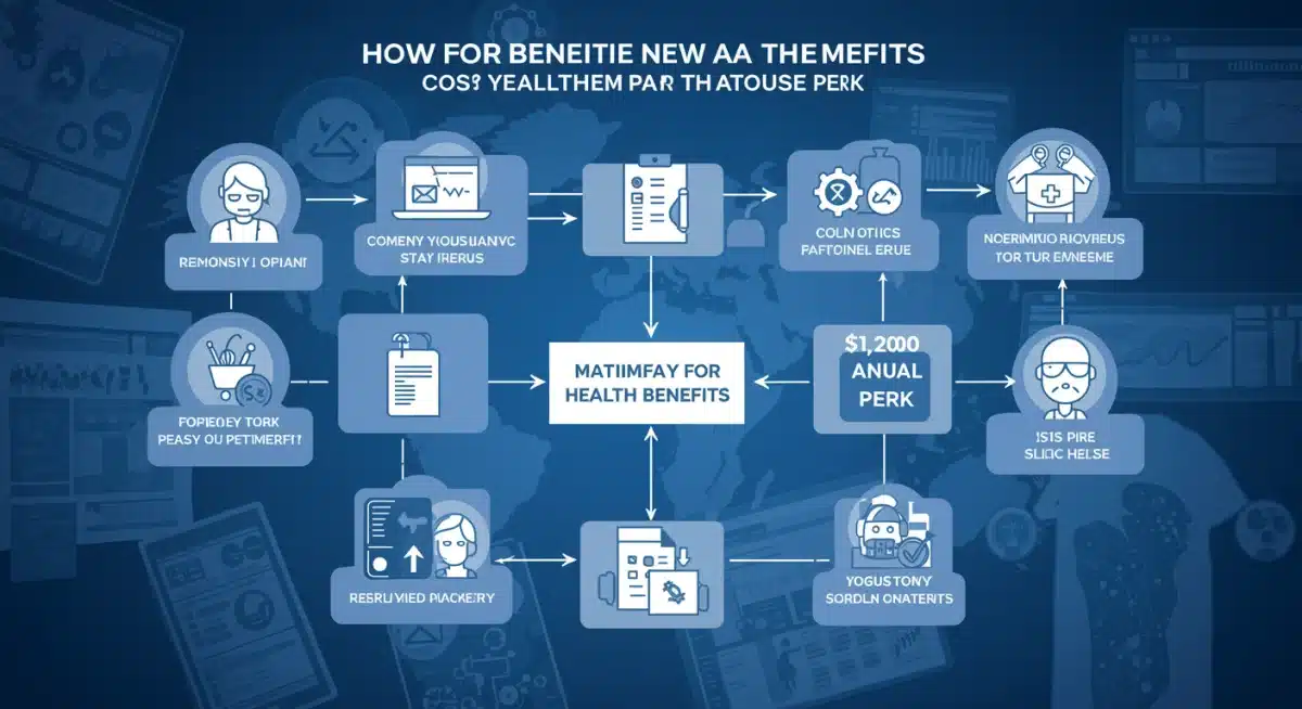 Infographic detailing steps to apply for and maximize 2026 health benefits and wellness perks