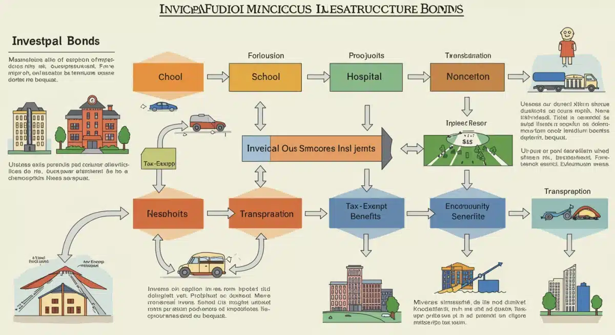 Infographic showing municipal bond funds flowing to community infrastructure projects.