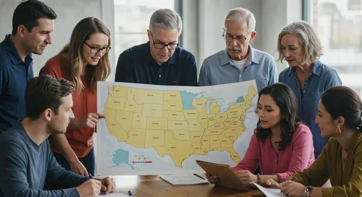 People analyzing US regional housing market data and investment opportunities