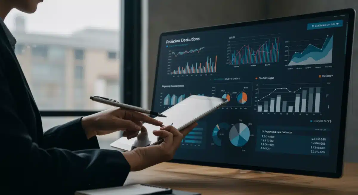 Small business owner analyzing financial data and tax projections
