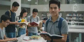 College students studying in a library, symbolizing access to higher education through federal grants