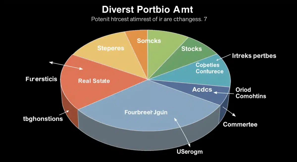 Investment portfolio pie chart showing asset allocation and potential rate hike effects.