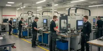 Students learning with advanced vocational training equipment