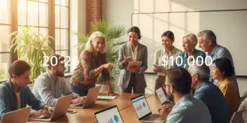 Adults learning in a classroom with '2026' and '$10,000' overlays, representing educational grant opportunities.