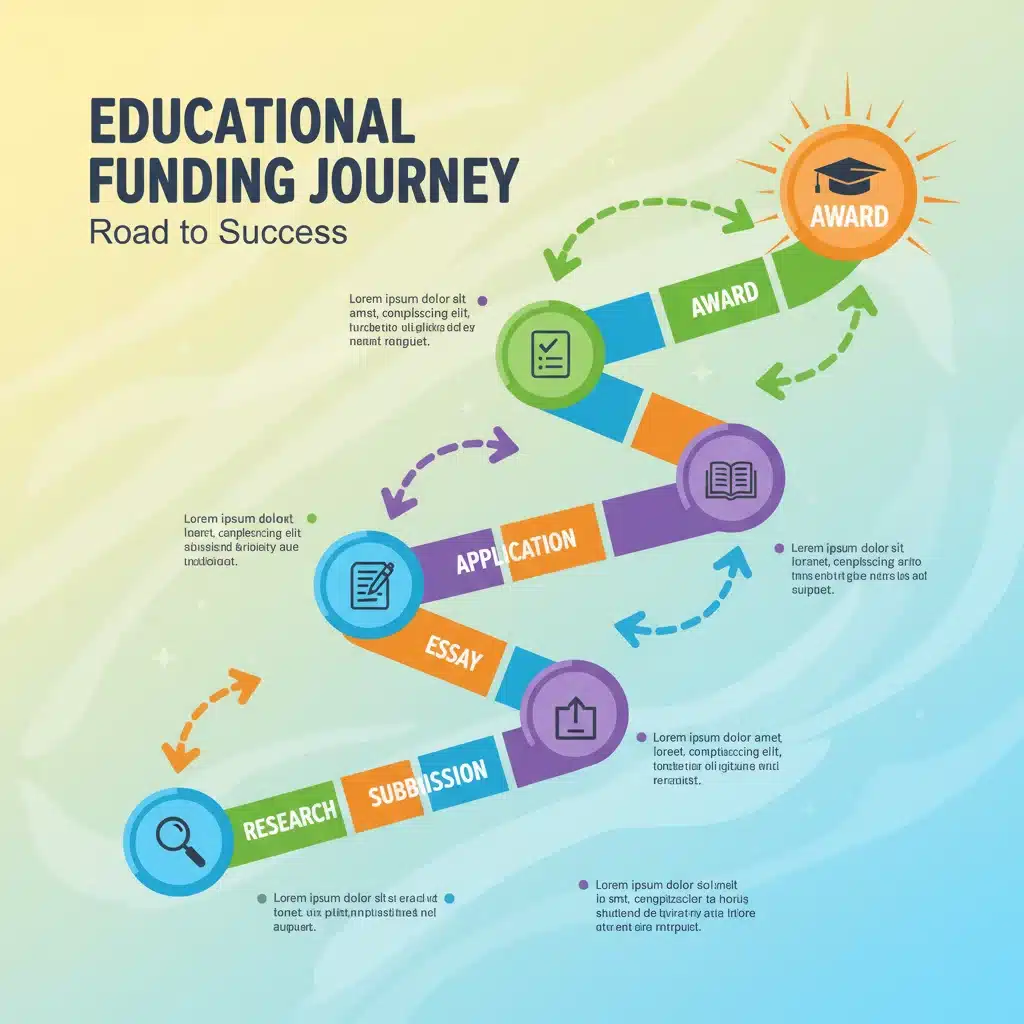 Infographic depicting a step-by-step roadmap for securing educational grants.