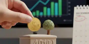 Hand putting coin into retirement fund piggy bank with 2026 calendar, symbolizing maximized retirement plan matching contributions.