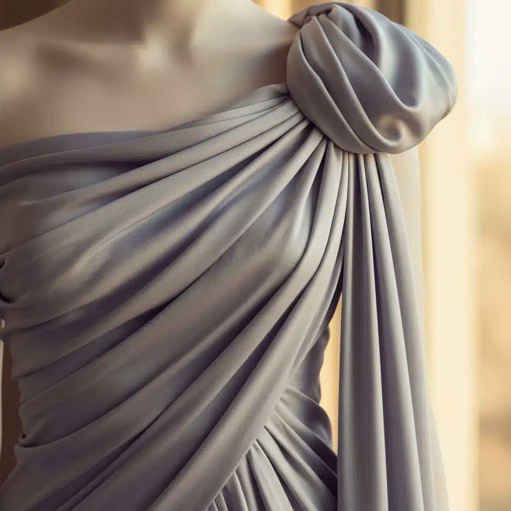 Close-up of elegant asymmetric draping on a flowing garment, artistic fashion detail