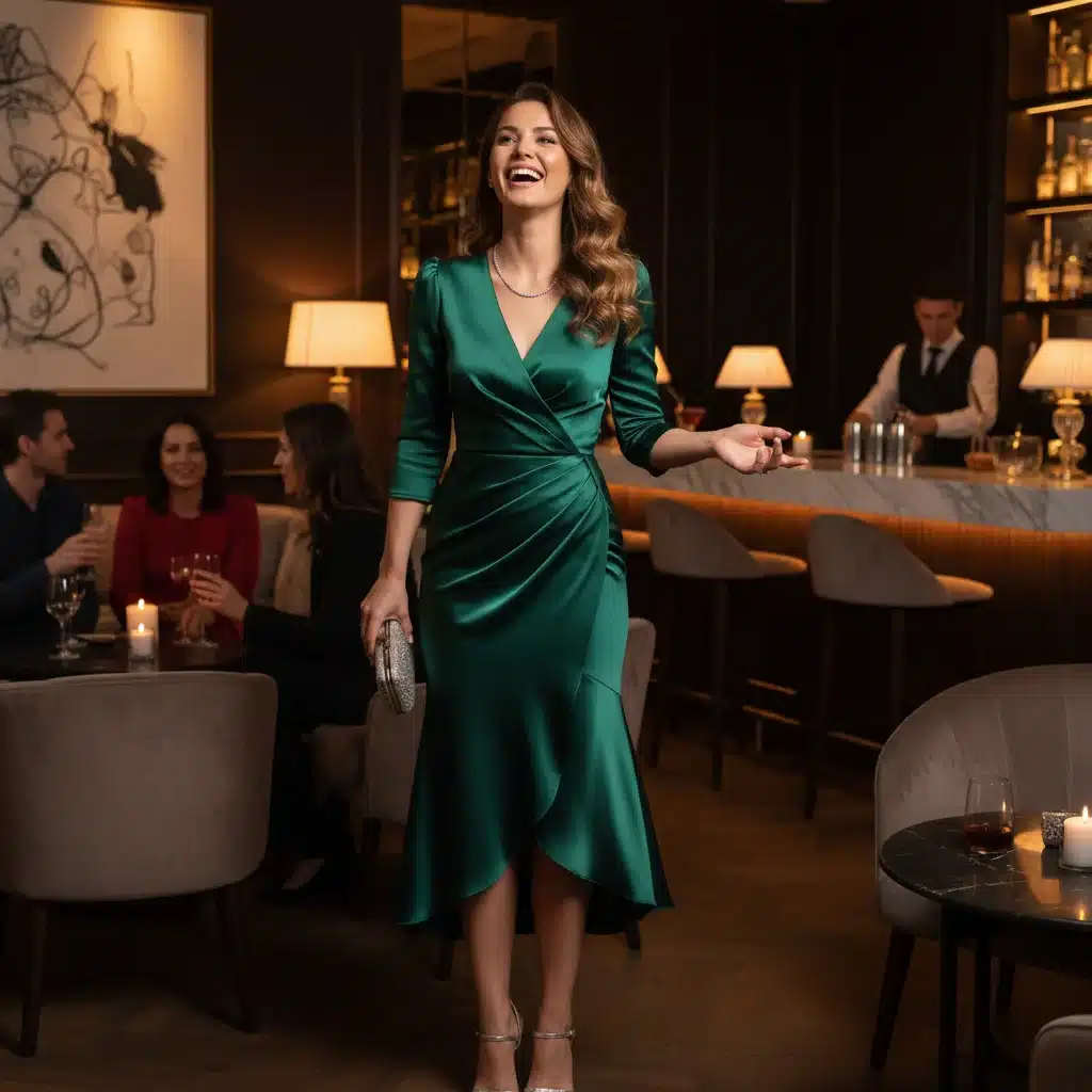 Woman in elegant cocktail dress at a social event, modern fashion