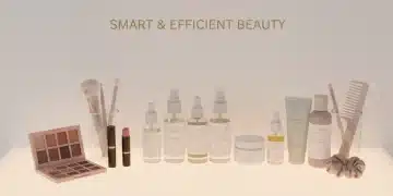 Essential beauty products neatly arranged, showcasing smart spending for an optimized beauty budget.
