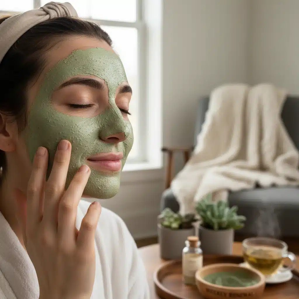 Person applying a rejuvenating face mask for skin treatment