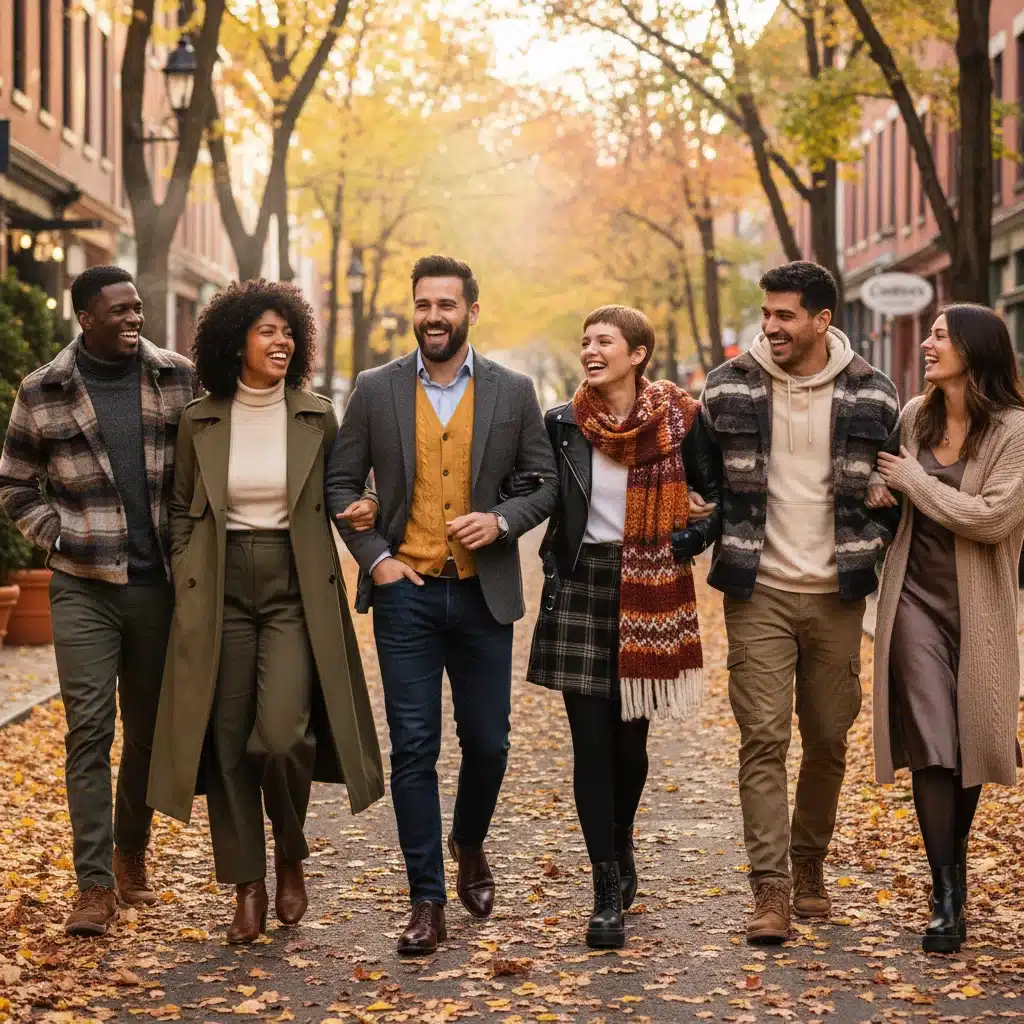 Friends demonstrating versatile layering techniques for Fall 2026 fashion