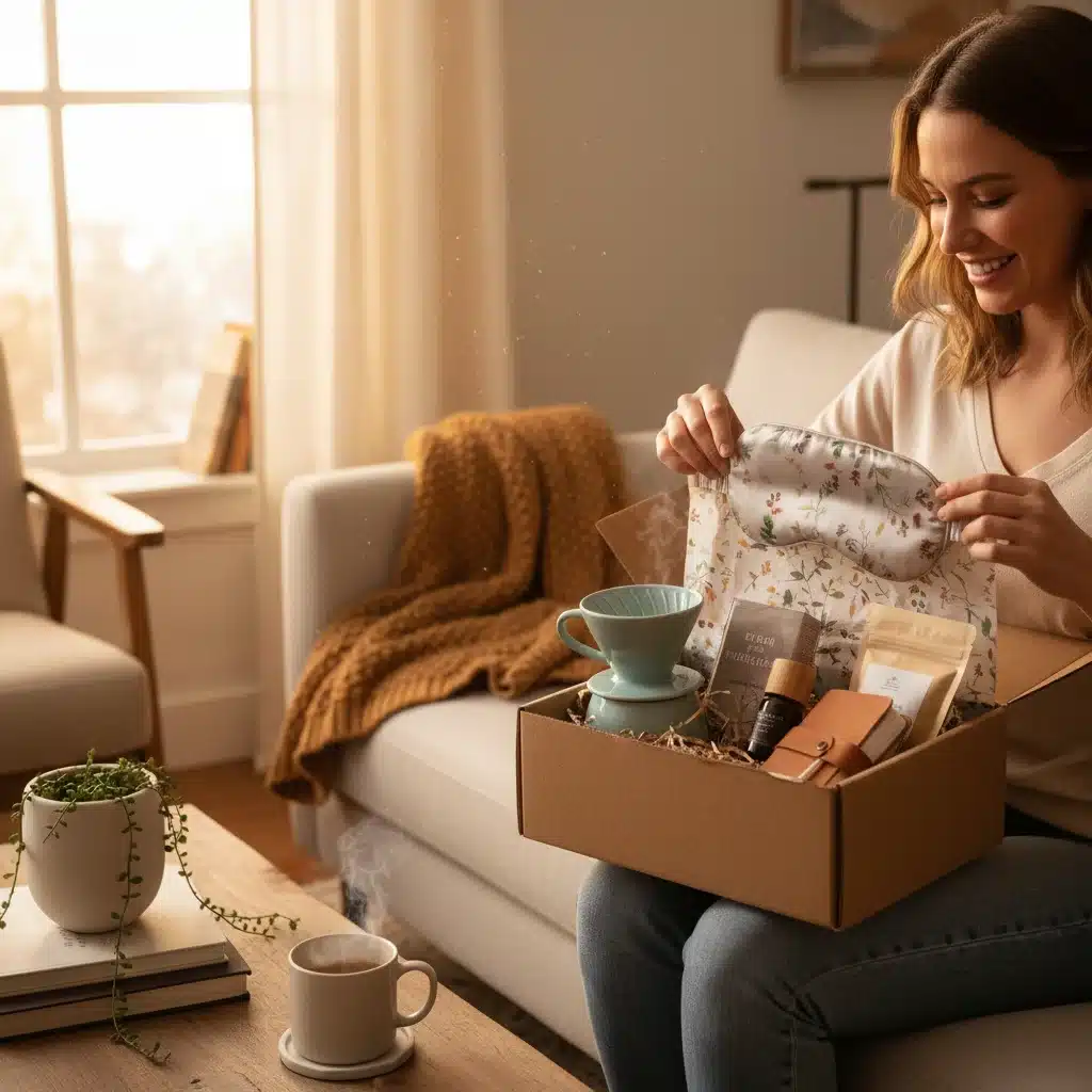 Person unboxing a new subscription box with excitement