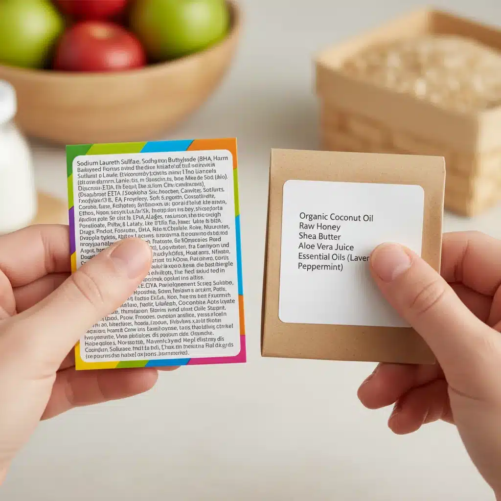 Comparing clean beauty ingredient labels, conscious consumer