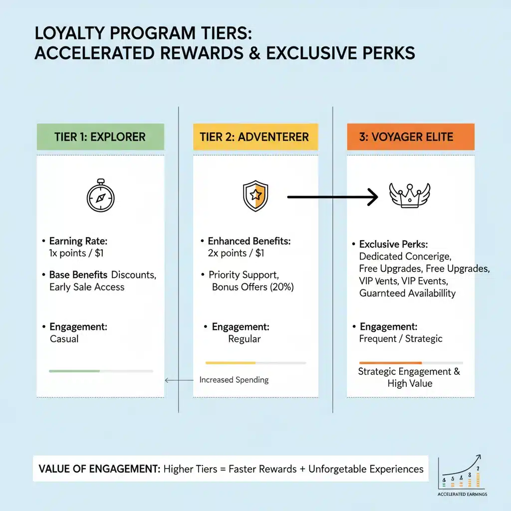 Infographic comparing loyalty program tiers and benefits for maximizing rewards.