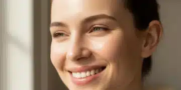 Woman with radiant, clear, and glowing flawless skin