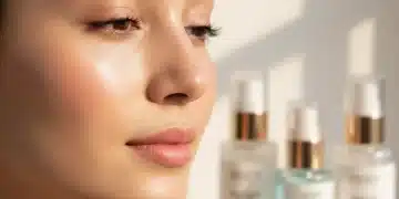 Radiant woman's face with glowing skin, showcasing effects of brightening serums.