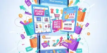 Smartphone showing shopping deal apps with discount icons
