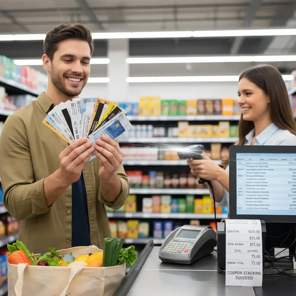 Successful checkout with multiple discounts applied through coupon stacking.