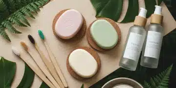 Assortment of eco-friendly and sustainable beauty products