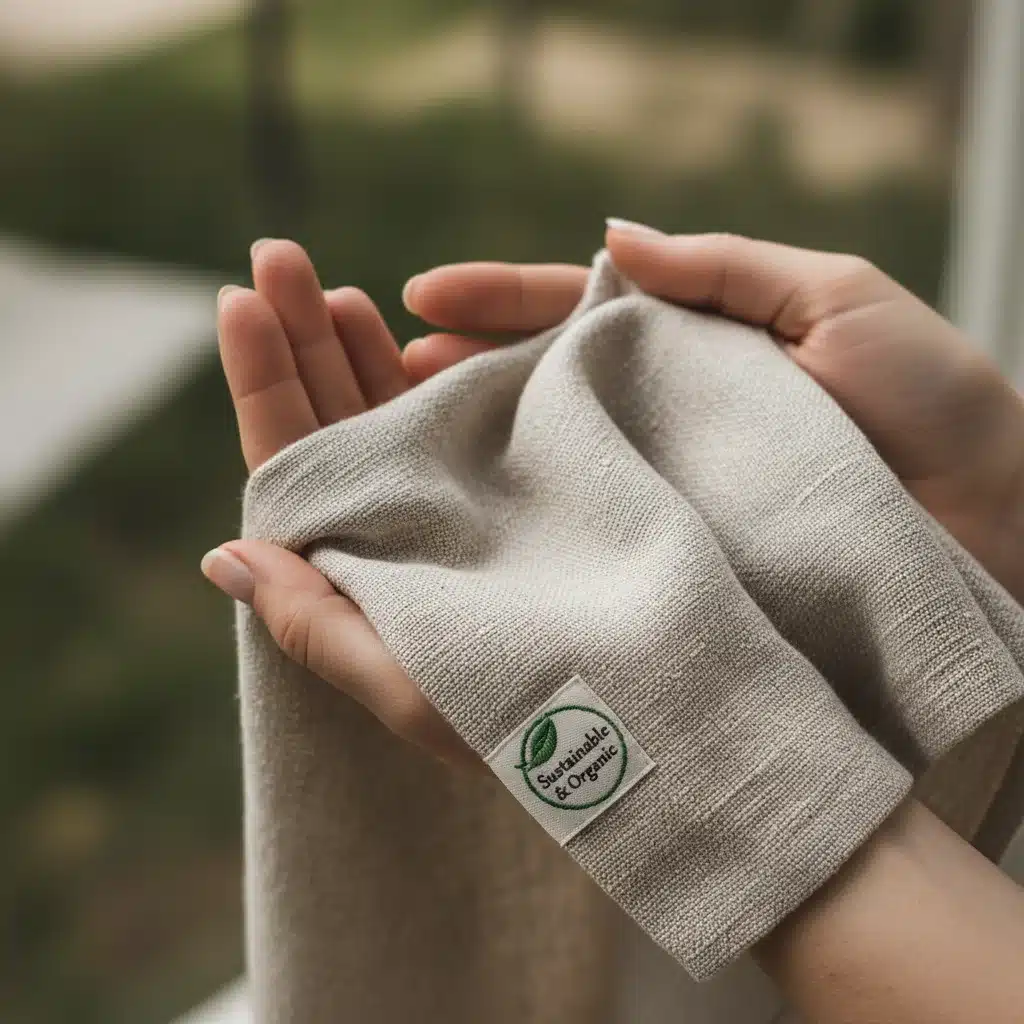 Hands holding sustainable, high-quality fabric