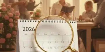 Calendar showing 2026 with magnifying glass, symbolizing future Social Security COLA projections for retirees.