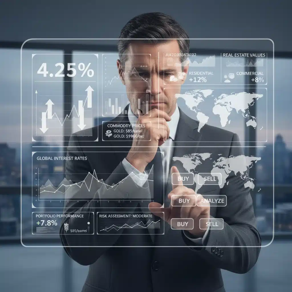 Person analyzing financial dashboard for strategic investment decisions.