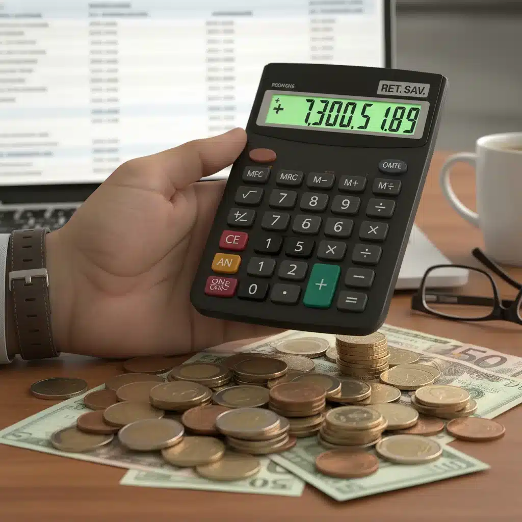 Hand using a calculator with money, symbolizing budgeting for Social Security benefit changes.