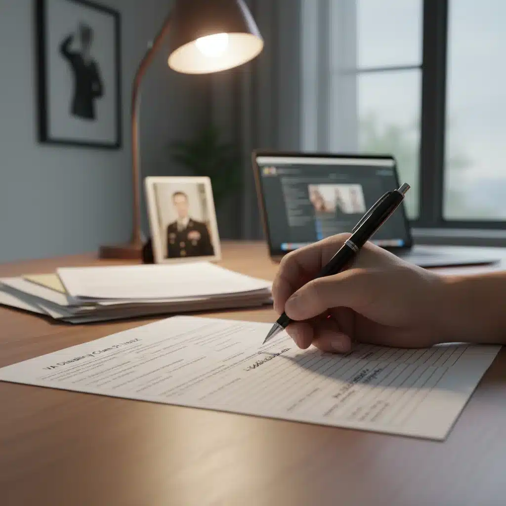 Hand filling out a VA disability claim form, symbolizing changes in compensation.