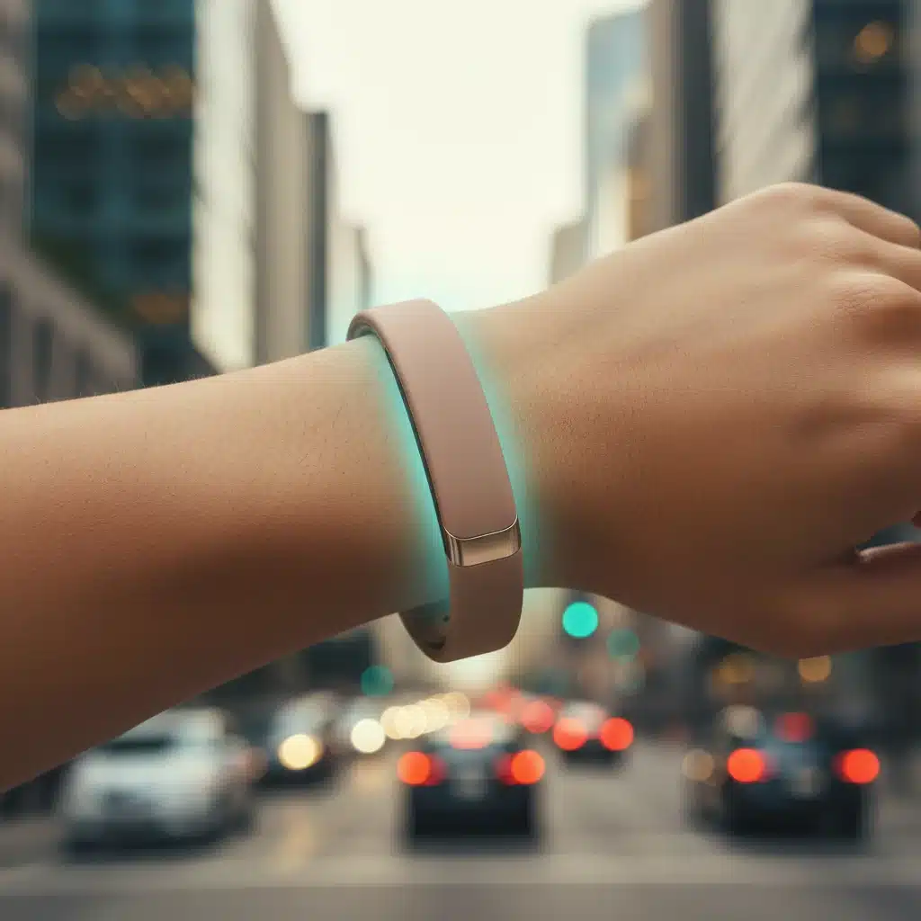 Sleek smart bracelet monitoring biometrics, integrated into daily life.